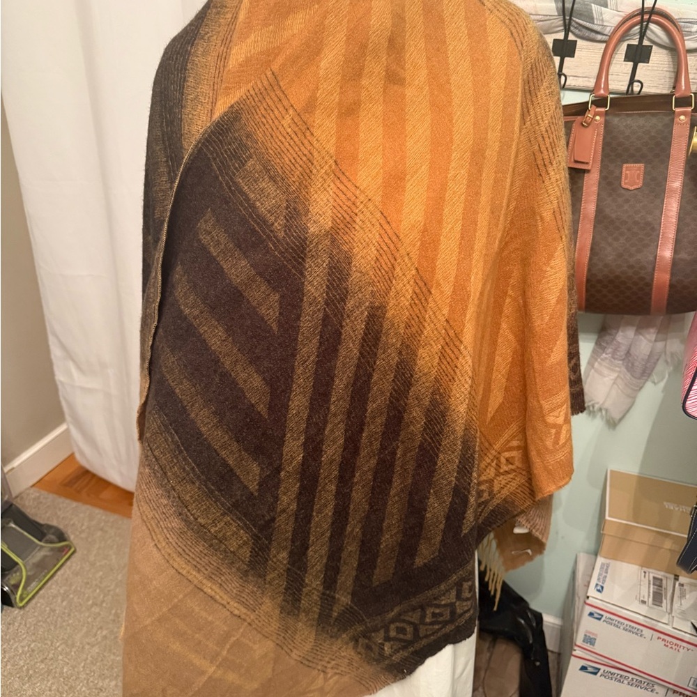 Brown and Tan Geometric Shawl- New without tags